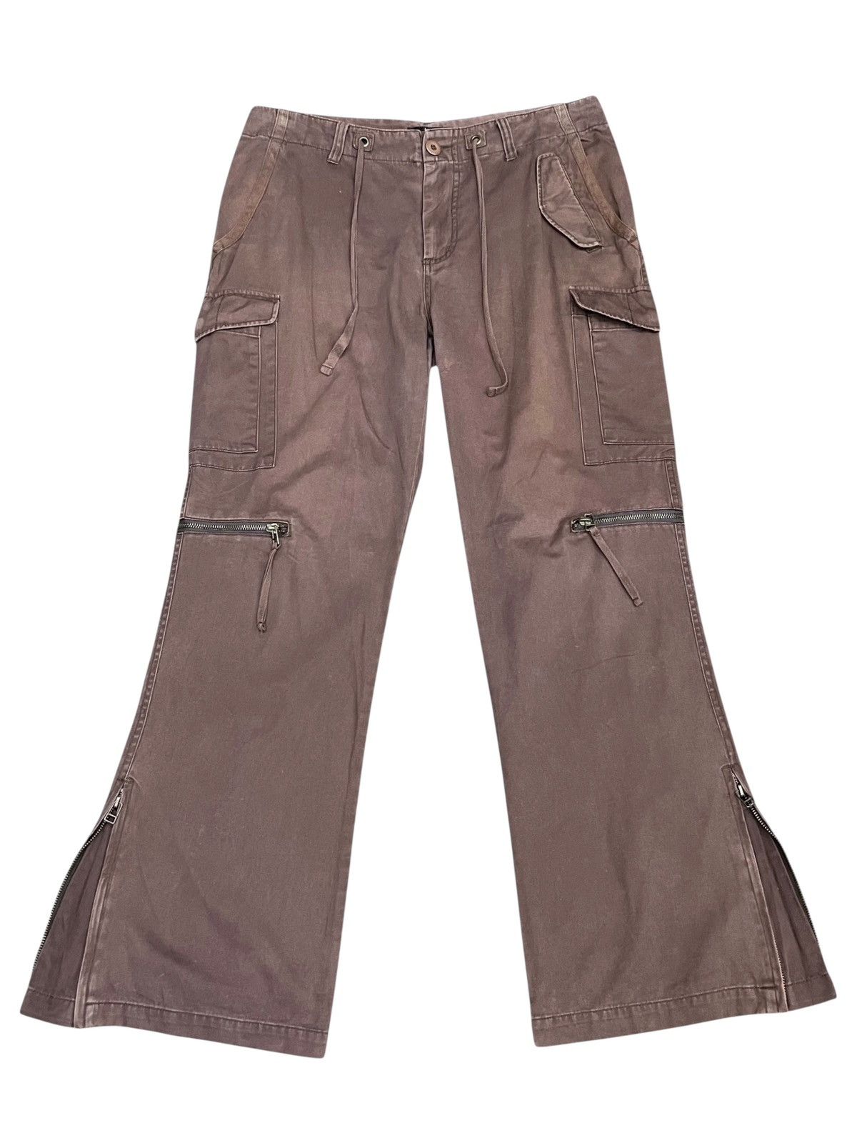 Duckie Brown Vintage LUCY Khaki Brown Multi-pocket Flare Cargo Pants Size US 33 - 1 Thumbnail