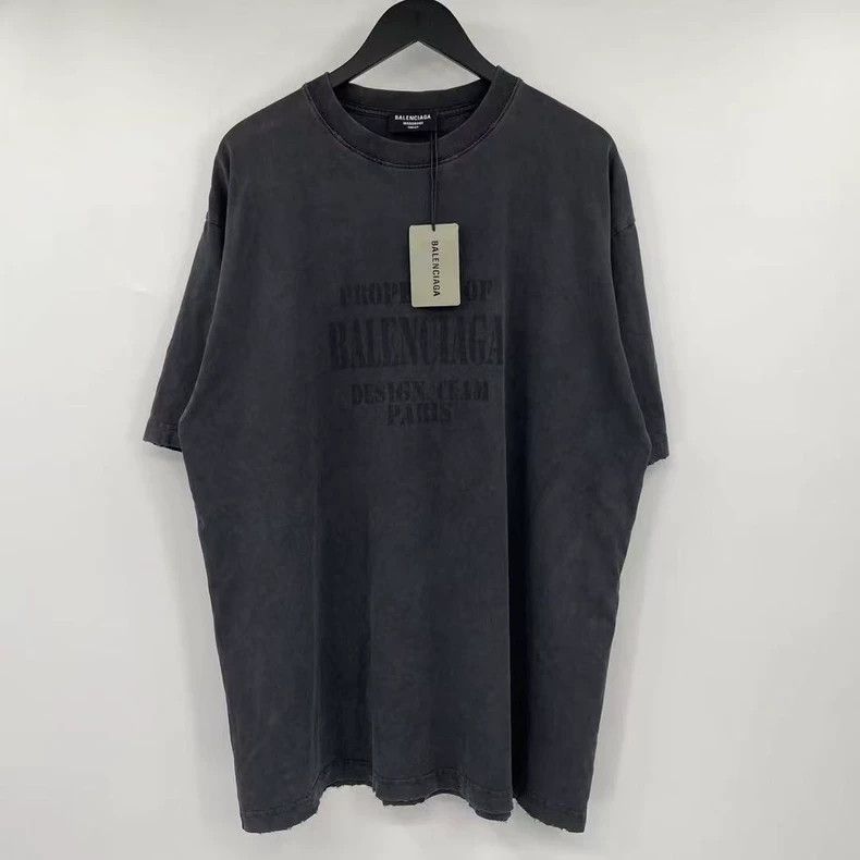 Balenciaga Balenciaga Washed Grey Old Slogan Short Sleeve Size US M / EU 48-50 / 2 - 1 Thumbnail
