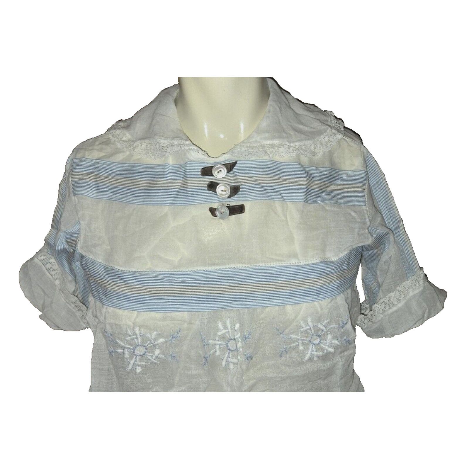 Other Antique Victorian Edwardian Embroidered Stripe Sailor Dress Size S / US 4 / IT 40 - 3 Thumbnail