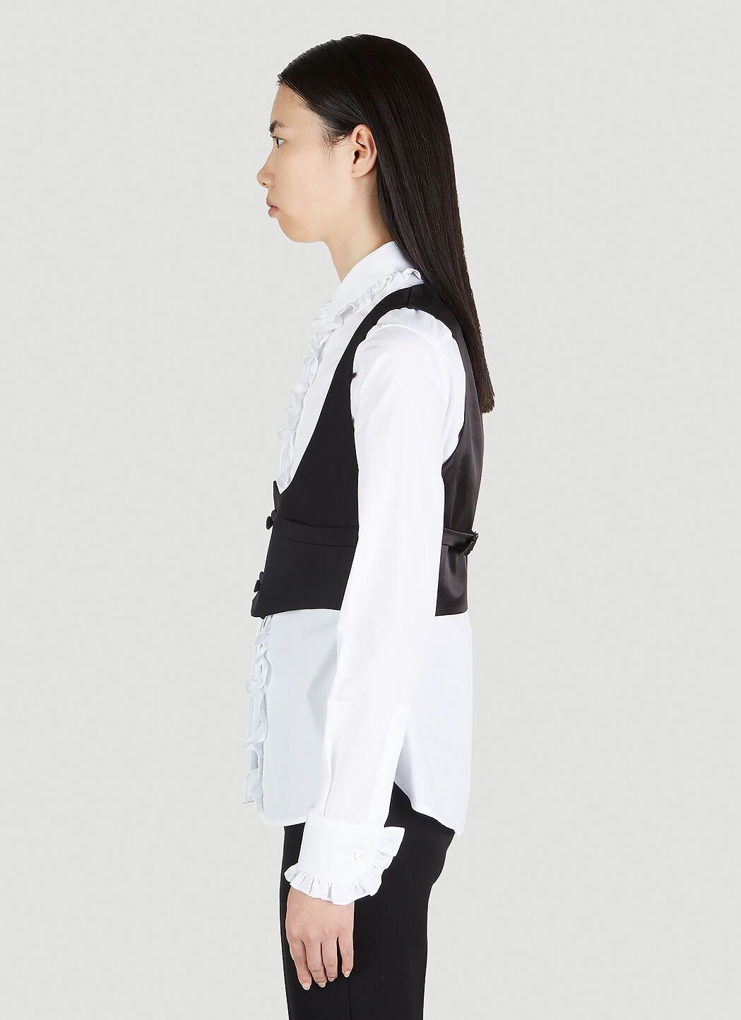Saint Laurent Paris o1bcso1str1224 Tuxedo Vest in Grain De Poudre in Black Size S / US 4 / IT 40 - 3 Thumbnail