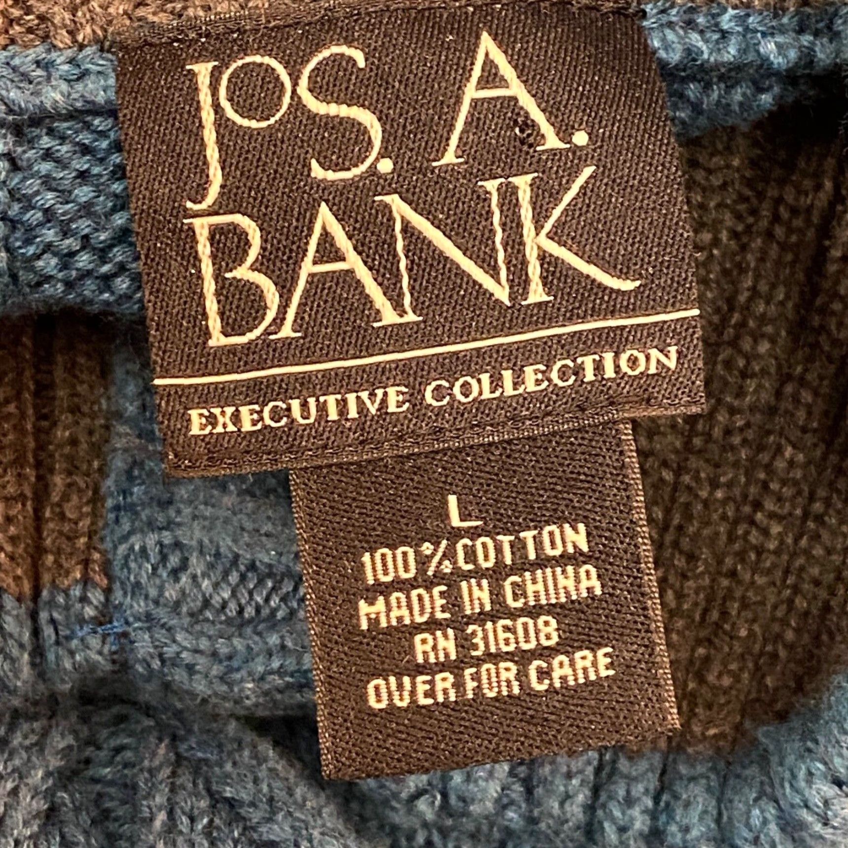 Jos. A. Bank Jos A Bank Sweater Mens Large Teal Blue Cable Knit Mock Neck 1/4 Button Size US L / EU 52-54 / 3 - 3 Thumbnail