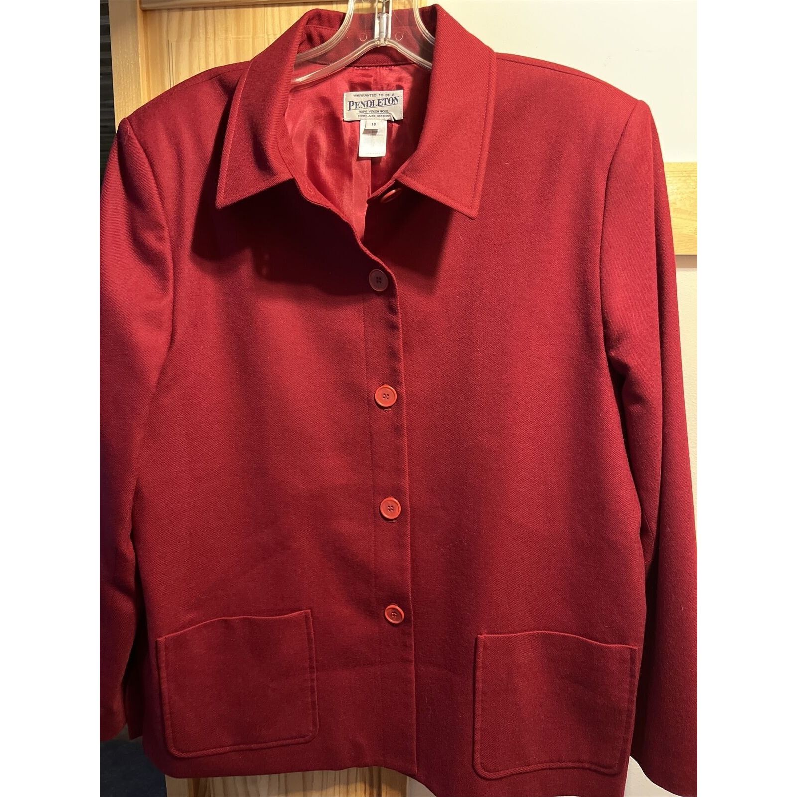 Pendleton Pendleton Vintage Women’s Size 18 Red Wool LS Button Up Coat Size XXL / US 16-18 / IT 52-54 - 6 Thumbnail