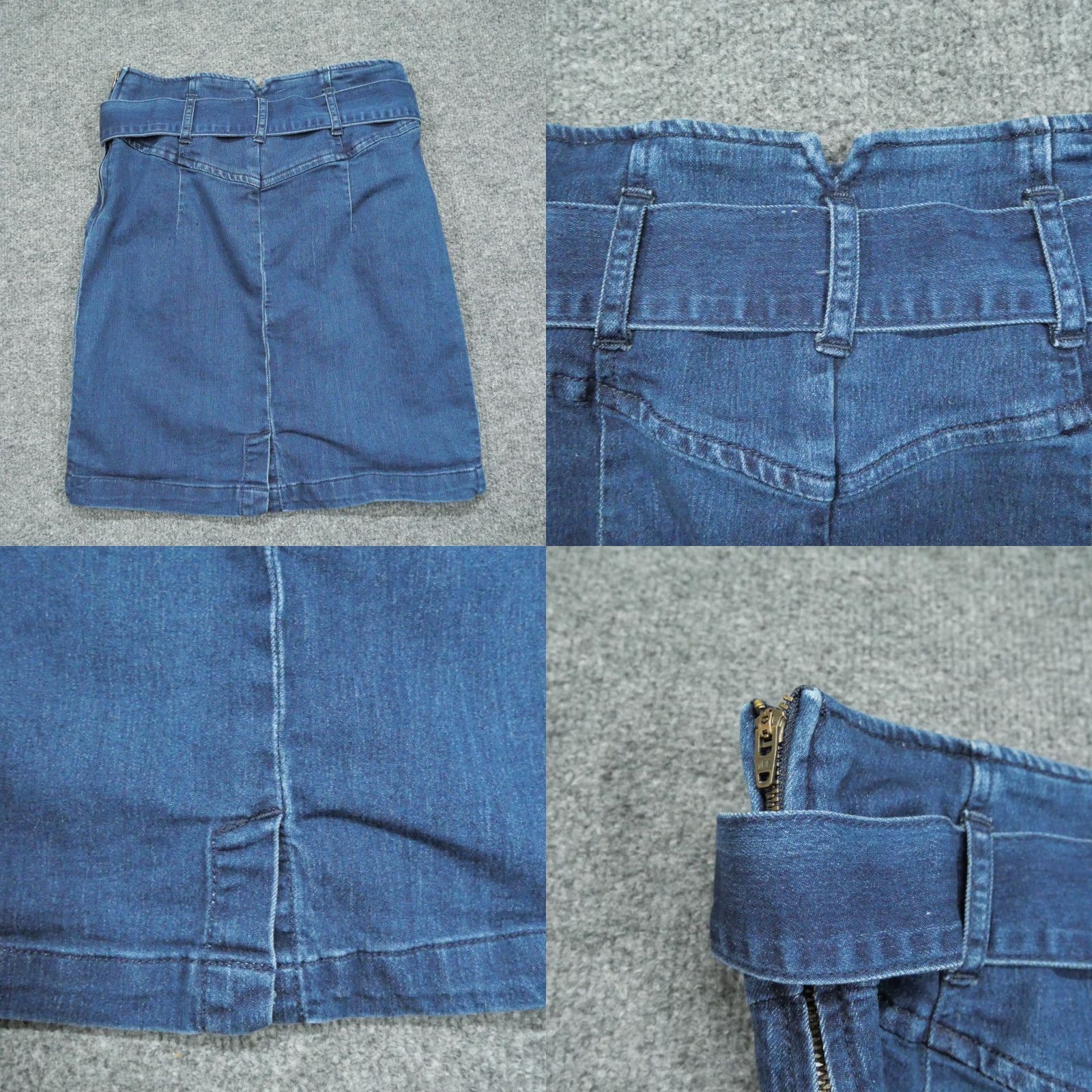 Free People VINTAGE Free People Skirt Womens 0 Blue Denim Belted High Rise Short Mini Stretch Cotton Spandex Casual blue Size 25" / US 0 / IT 36 - 8 Thumbnail