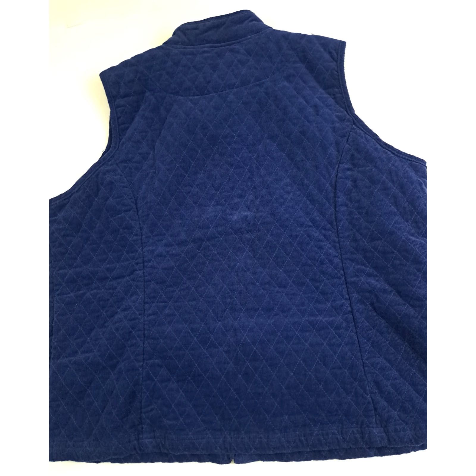 Basic Editions VINTAGE Quilted Blue Cotton Full Zip Outdoor Vest XL Editions Women Size XL / US 12-14 / IT 48-50 - 6 Thumbnail