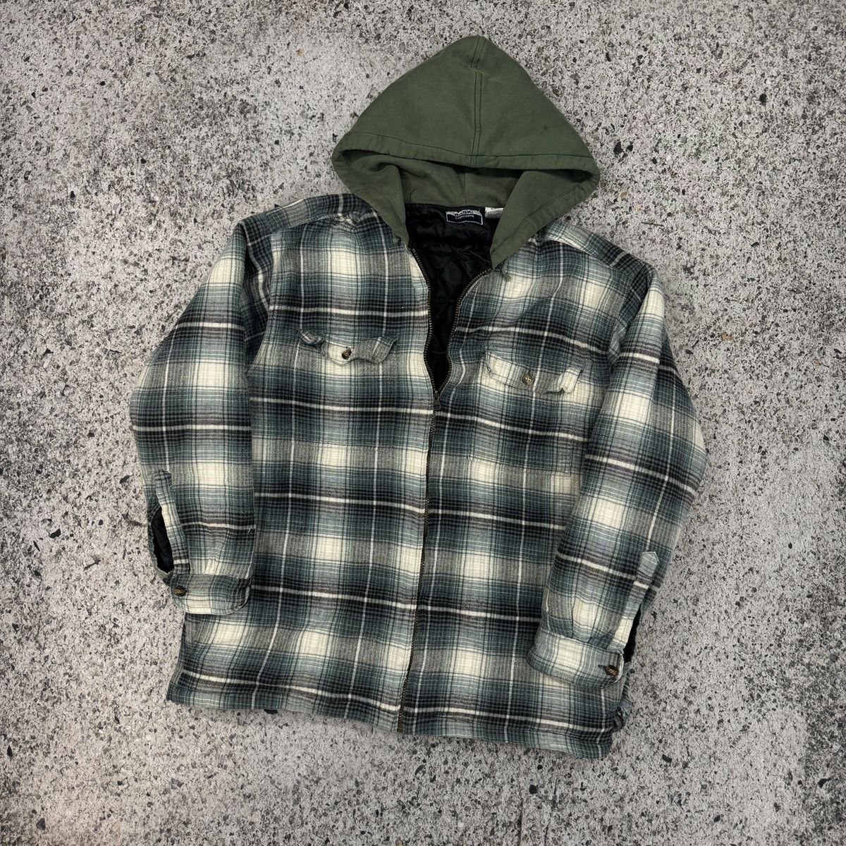 Vintage Thrashed Faded Distressed Zip Up Flannel Hoodie ERD Grunge Size US L / EU 52-54 / 3 - 4 Thumbnail