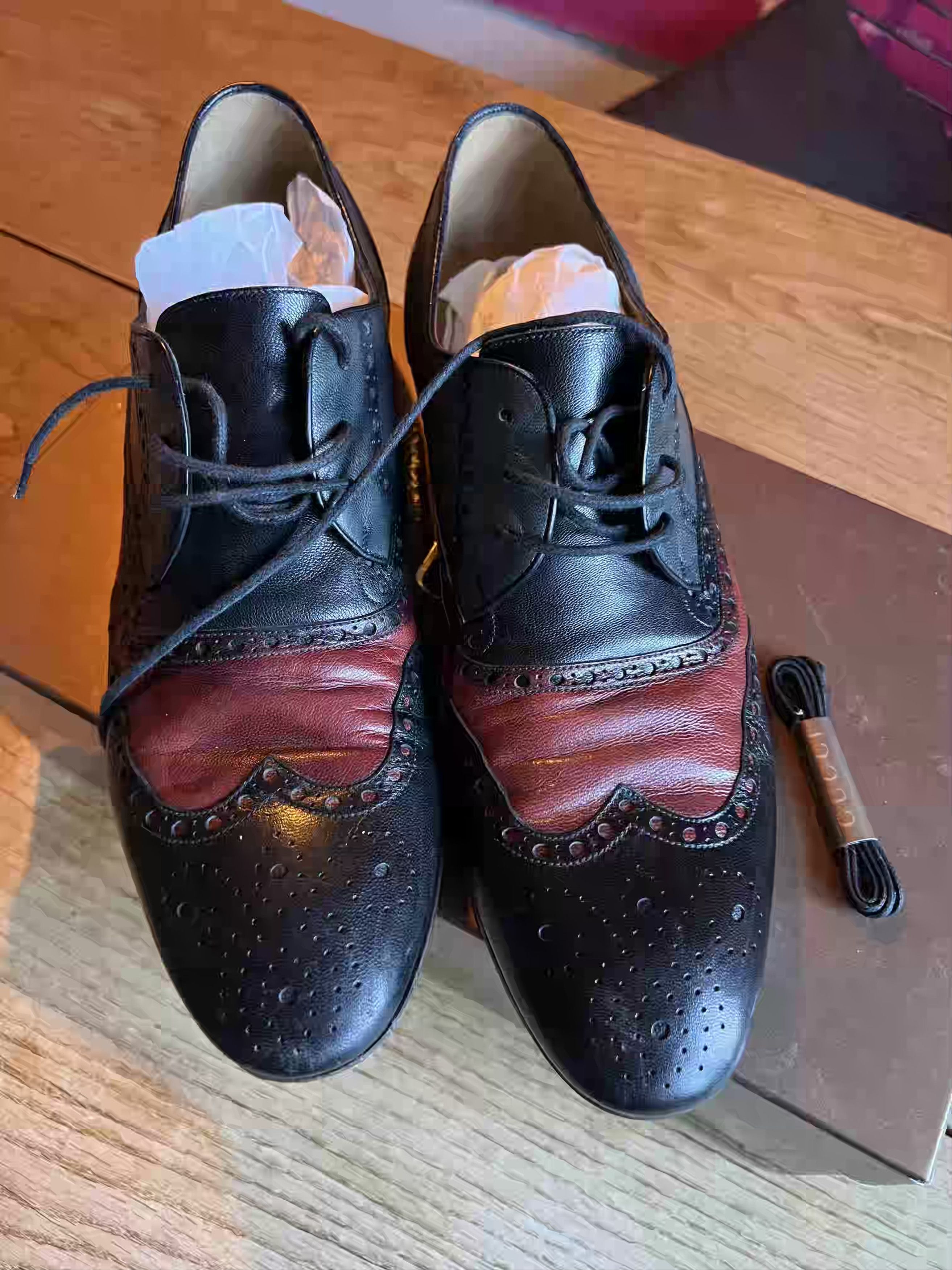 Gucci GUCCI “Quentin” Lace-Up Shoes – Leather – Black/Russet Size US 10 / EU 43 - 2 Thumbnail