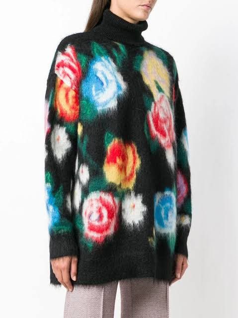 Miu Miu Miu Miu Roses Intarsia Mohair Sweater Size ONE SIZE - 24 Thumbnail