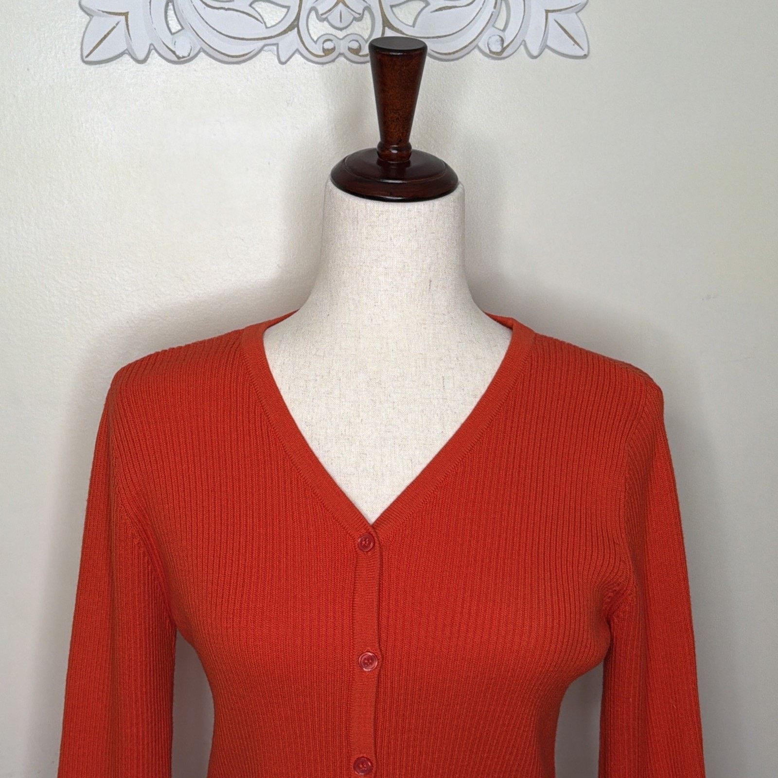Other COPPER KEY size L Button-up Sweater V-Neck Stretch ORANGE Size L / US 10 / IT 46 - 2 Thumbnail