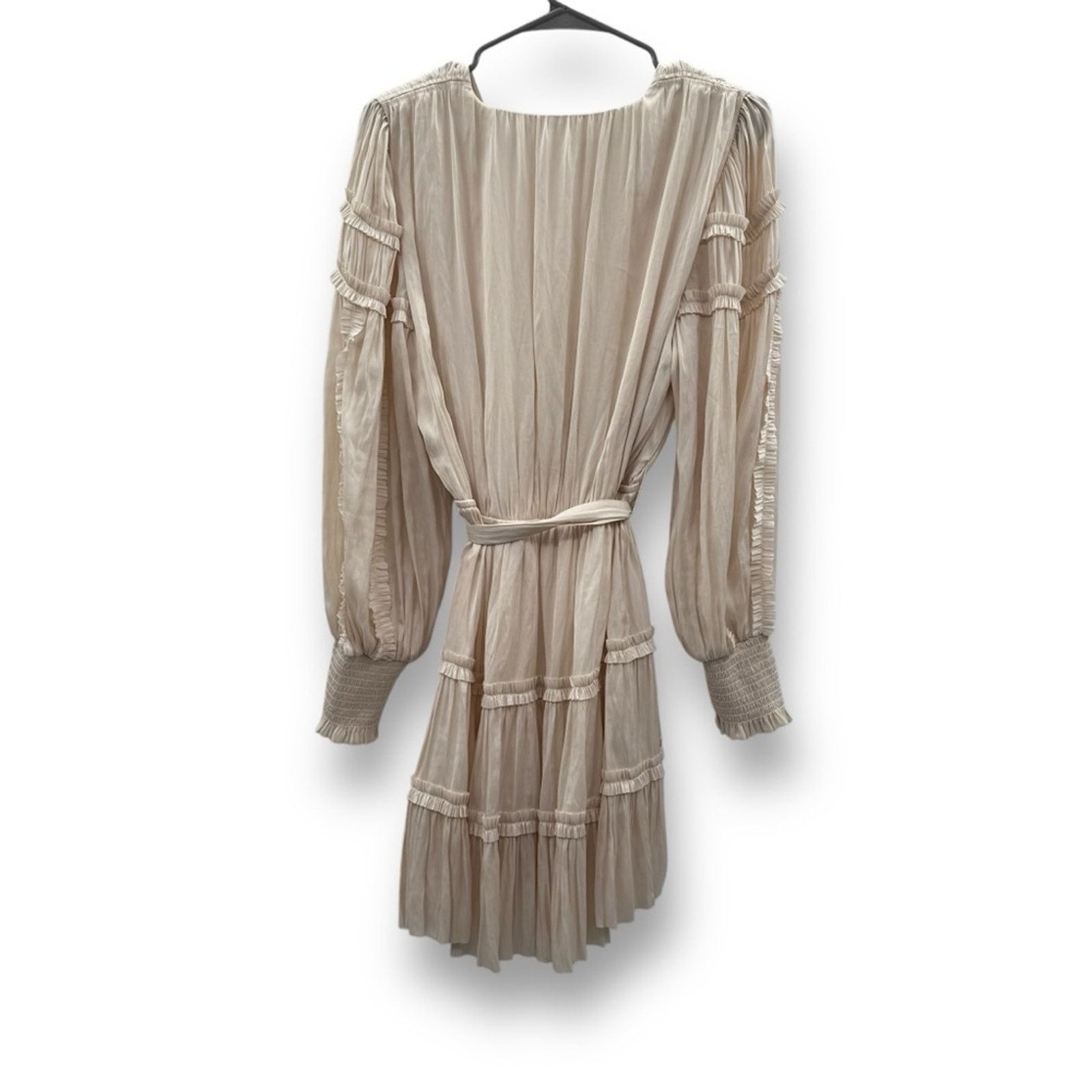 Ulla Johnson Ulla Johnson Amal Ivory Silky Ruffle Long Sleeve Mini Dress Size M / US 6-8 / IT 42-44 - 6 Thumbnail