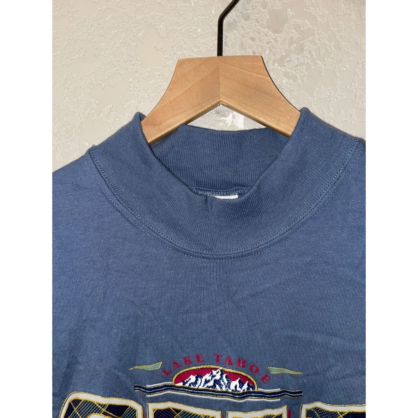 Anvil Vintage Ski Lake Tahoe Shirt Nevada Skiing Blue Tee 90s VTG Size US L / EU 52-54 / 3 - 9 Thumbnail