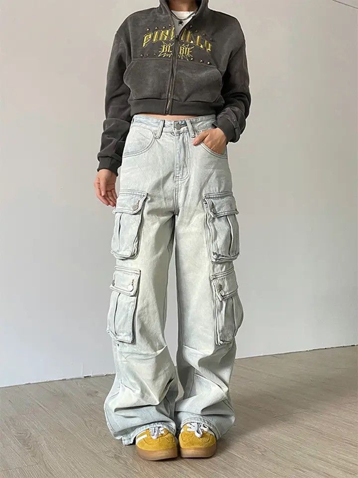 Jean × Vintage Retro Vintage Style Cargo Women Jeans Pants y2k Size 28" / US 6 / IT 42 - 2 Thumbnail