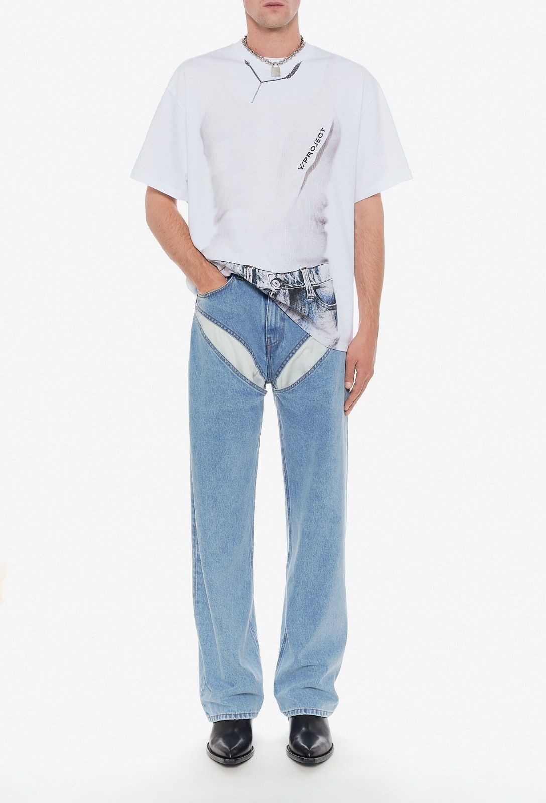 Y/Project Last Size Y/Project Cut-Out Detail Blue Jeans Size US 34 / EU 50 - 4 Thumbnail