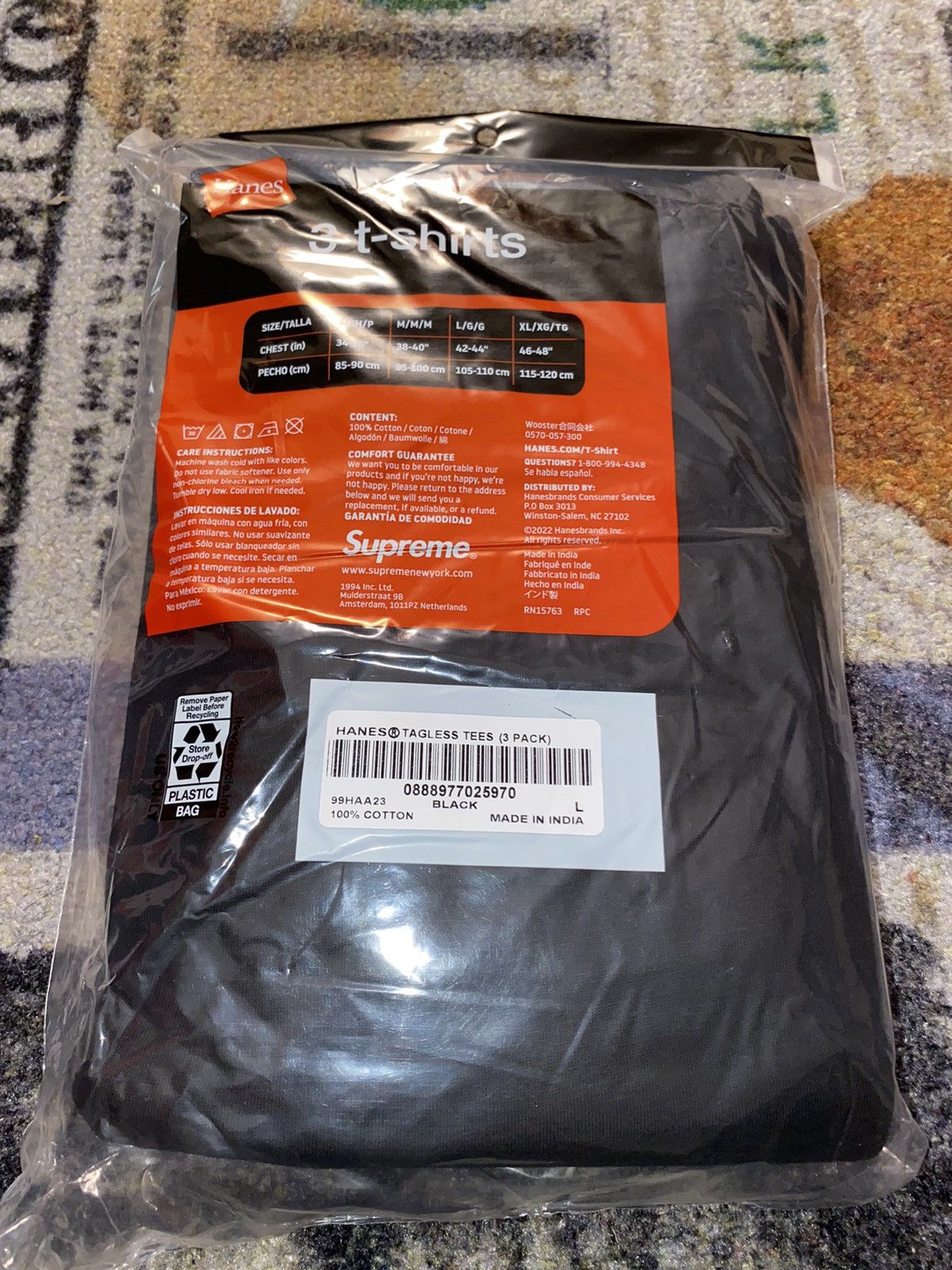 Hanes × Supreme Supreme Tagless Tees (3 Pack) LARGE Size US L / EU 52-54 / 3 - 2 Thumbnail