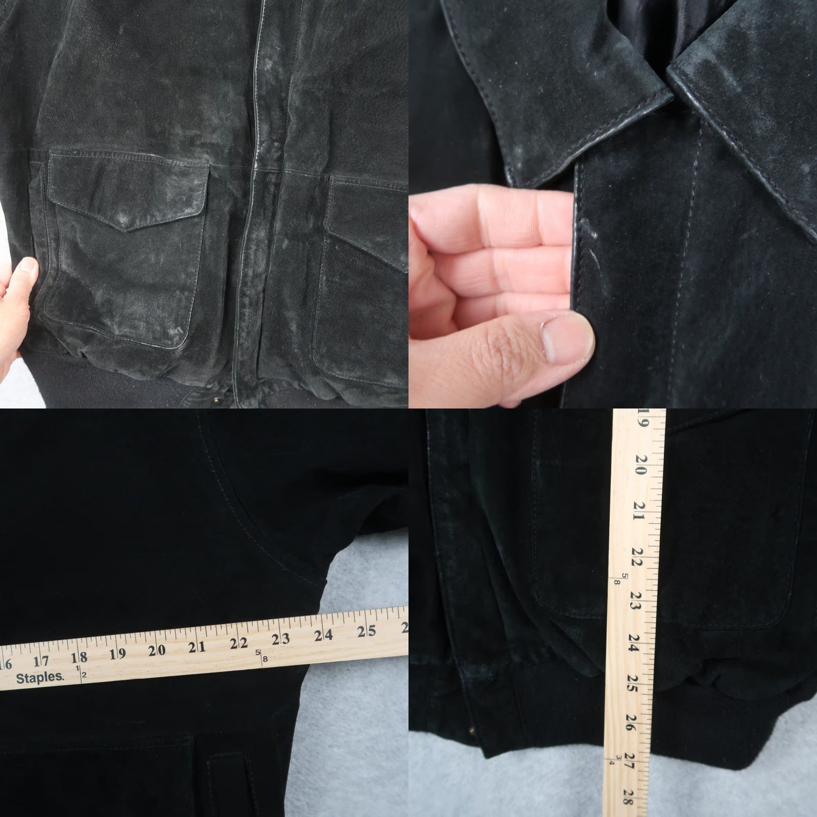 G-III VINTAGE Global Identity Bomber Jacket Leather Suede Black 1X XL Men G-III Mid-Length Zip Pockets Size US XL / EU 56 / 4 - 8 Thumbnail