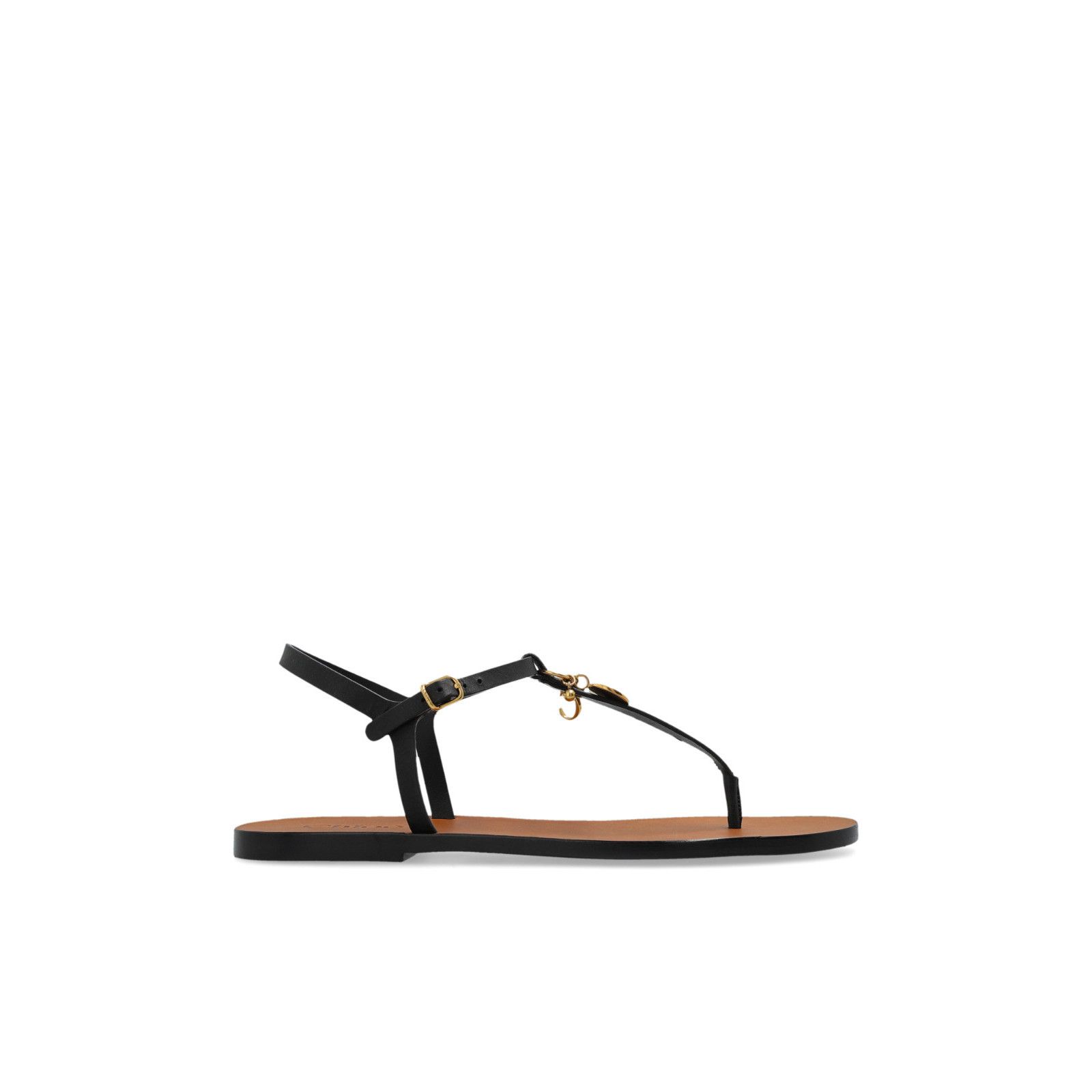 Chloe Charms Black Leather Sandals New & Authentic (Women's
