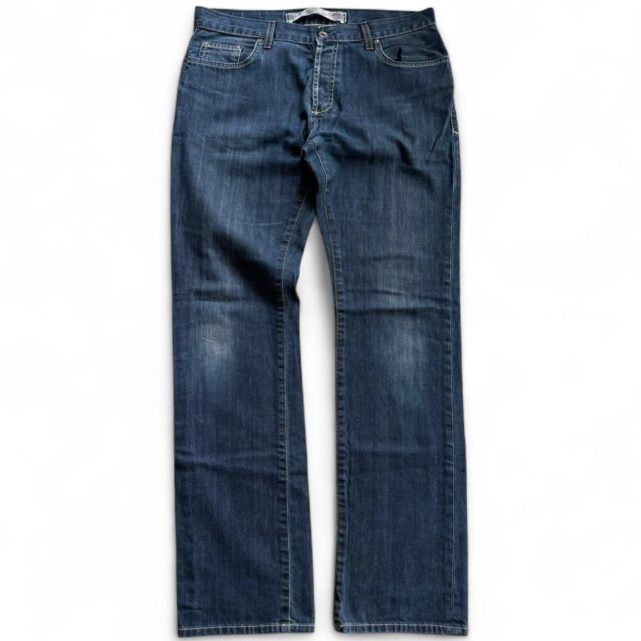 Vintage × Zara Darkwash Blue Straight Leg Denim Jeans Size US 35 - 1 Thumbnail