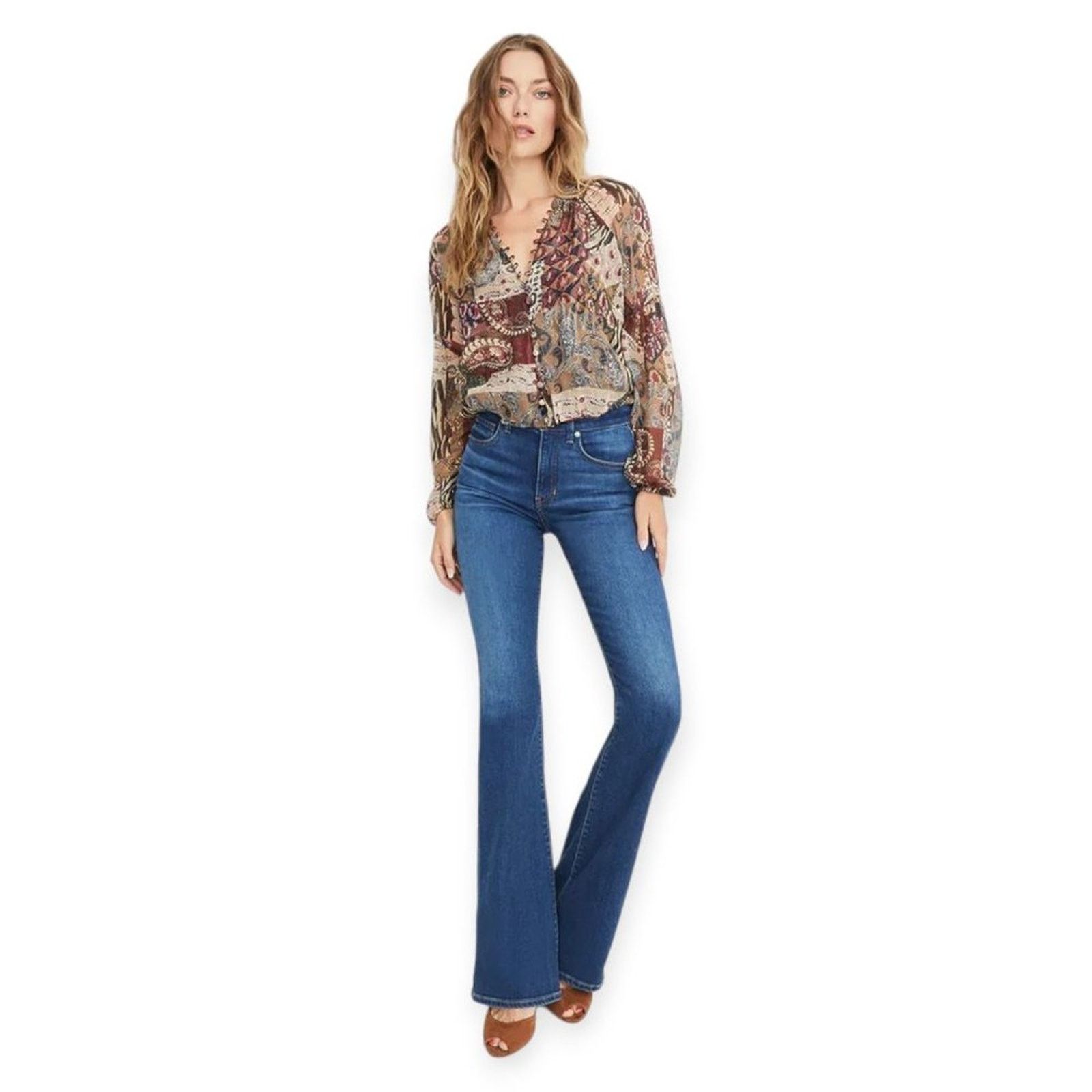 Veronica Beard Veronica Beard Jayce Silk Patchwork Blouse Print Size 2 Size XS / US 0-2 / IT 36-38 - 14 Thumbnail