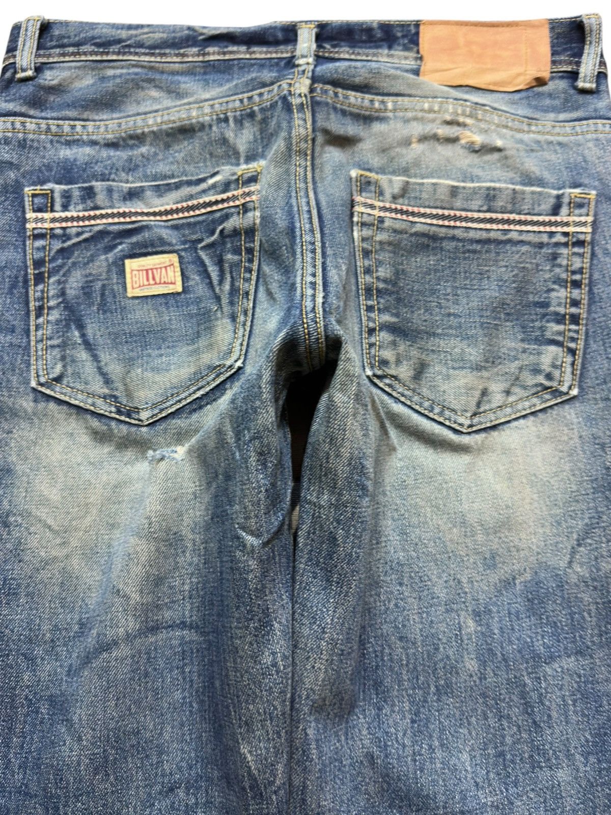 Le Grande Bleu (L.G.B.) Vintage Billvan Mudwash Whiskers Grunge Distressed Denim Size US 31 - 6 Thumbnail