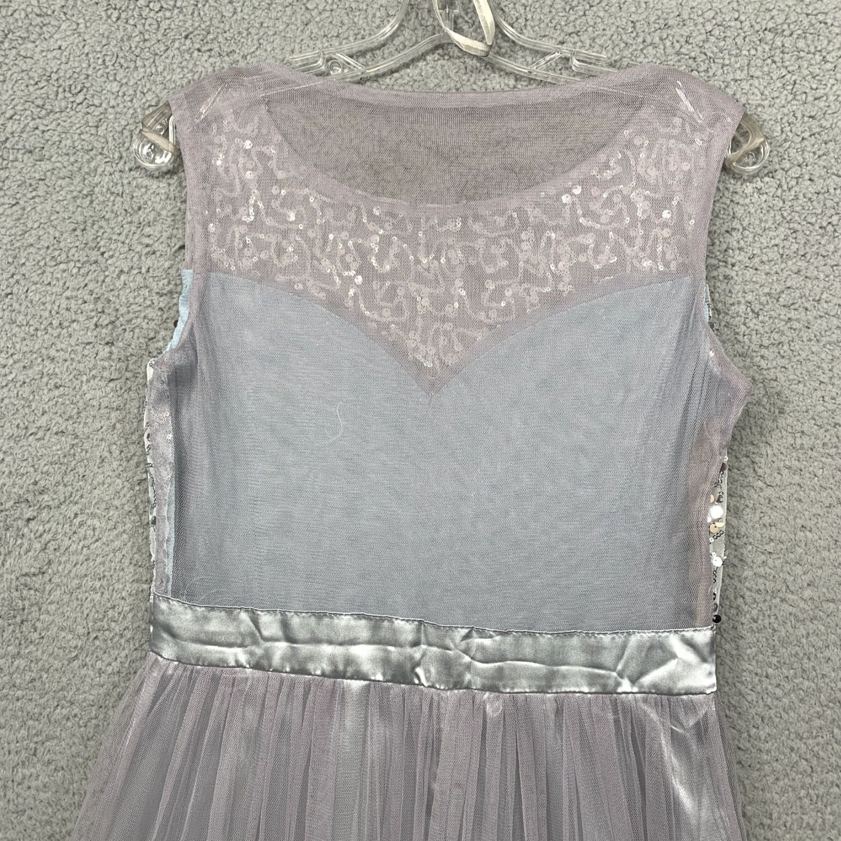 Vintage NEW Long Evening Gown Dress M Silver Navy Netting Sequin Sleeveless Formal Prom NWOT Ladies Size M / US 6-8 / IT 42-44 - 6 Thumbnail