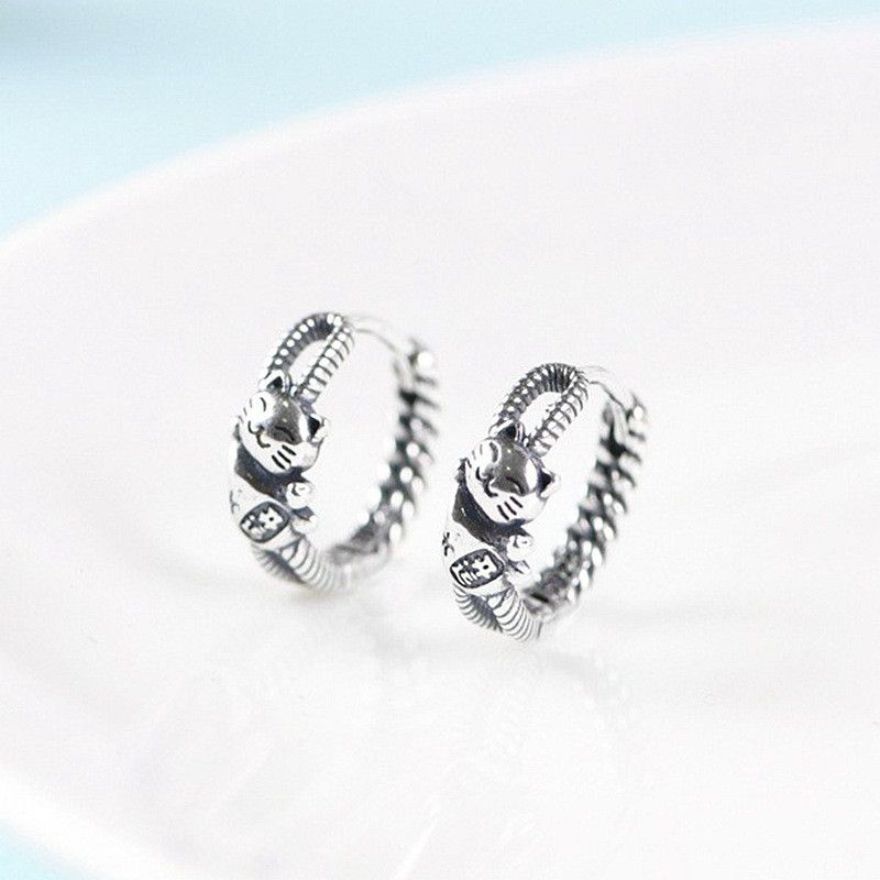 Jewelry × Sterling Silver Punk Earrings One Pairs Chrome Jewelry Size ONE SIZE - 4 Thumbnail