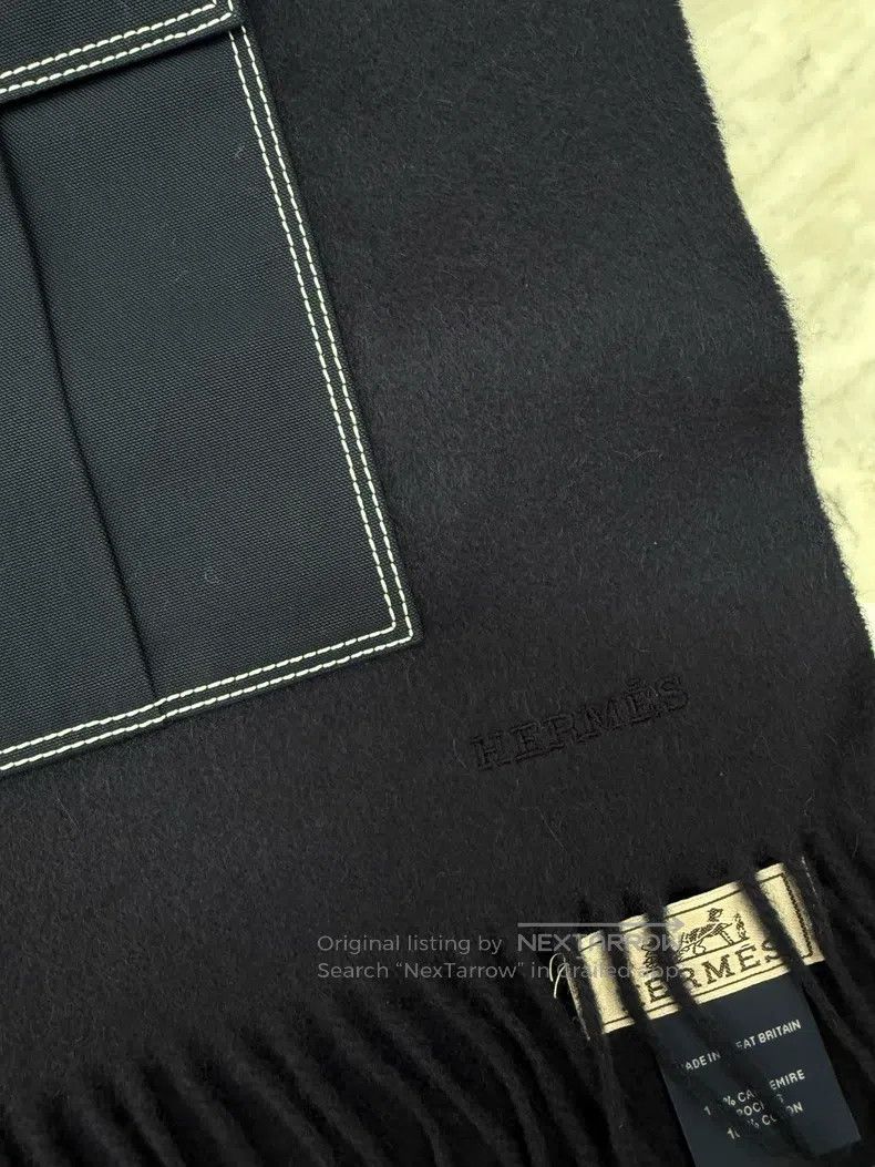 Hermes Hermes size 214*42cm Cashmere Blue Pocket Shawl Wrap Size ONE SIZE - 4 Thumbnail