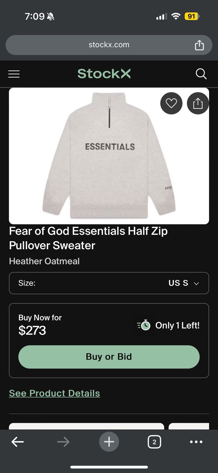 Fear of God 💥Fear of God Essentials Half-Zip Sweater Oatmeal SZ Small Size US S / EU 44-46 / 1 - 15 Thumbnail