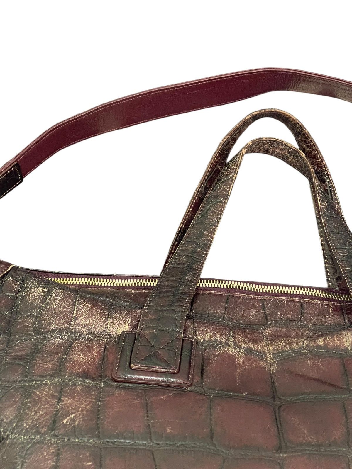 Genuine Leather Crocodile Embossed Patina Leather Jewels Shoulder Bag 1🟩1 Size ONE SIZE - 18 Thumbnail