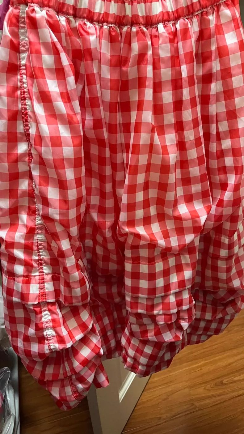 Comme Des Garcons Red checkered half skirt