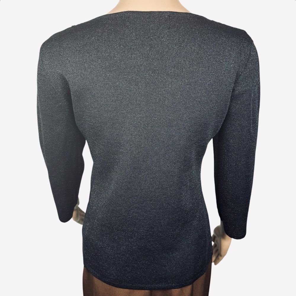 Other New Vintage Joseph A Black Sparkle Neck Embellished Sweater Size M / US 6-8 / IT 42-44 - 4 Thumbnail