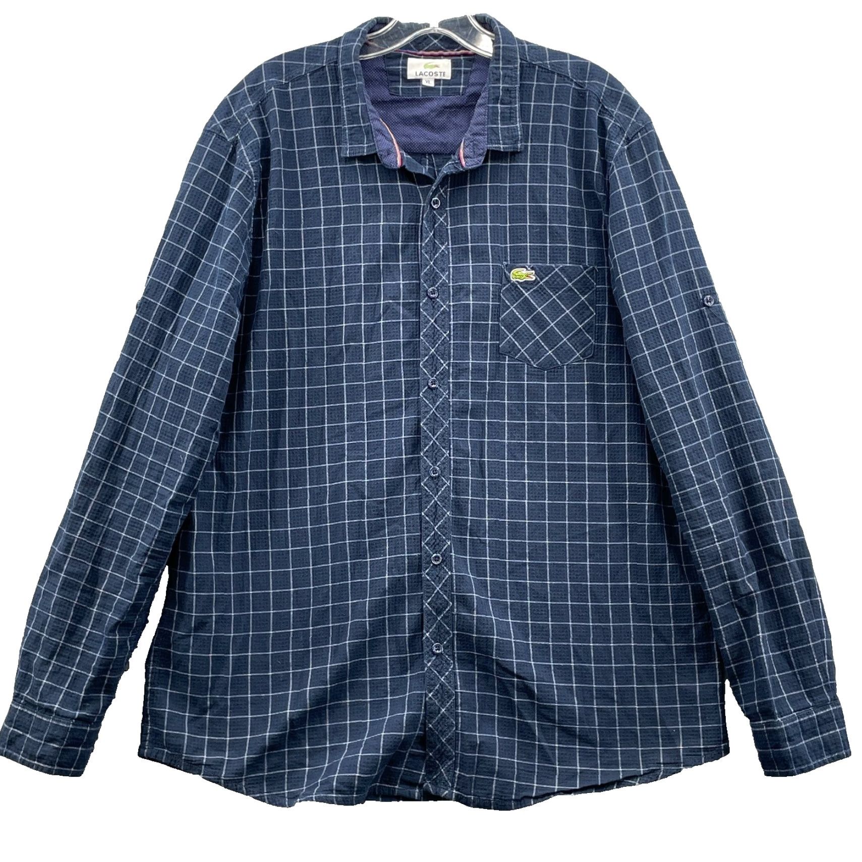 Lacoste Lacoste Seersucker Shirt Men's XL Plaid Coastal Preppy Academia Hike 90s Classic Size US XL / EU 56 / 4 - 2 Thumbnail