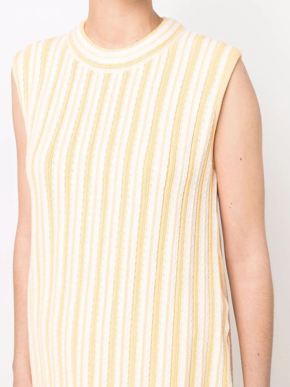Jil Sander o1y1025 Sleeveless Sweater in Yellow/White Size XS / US 0-2 / IT 36-38 - 4 Thumbnail