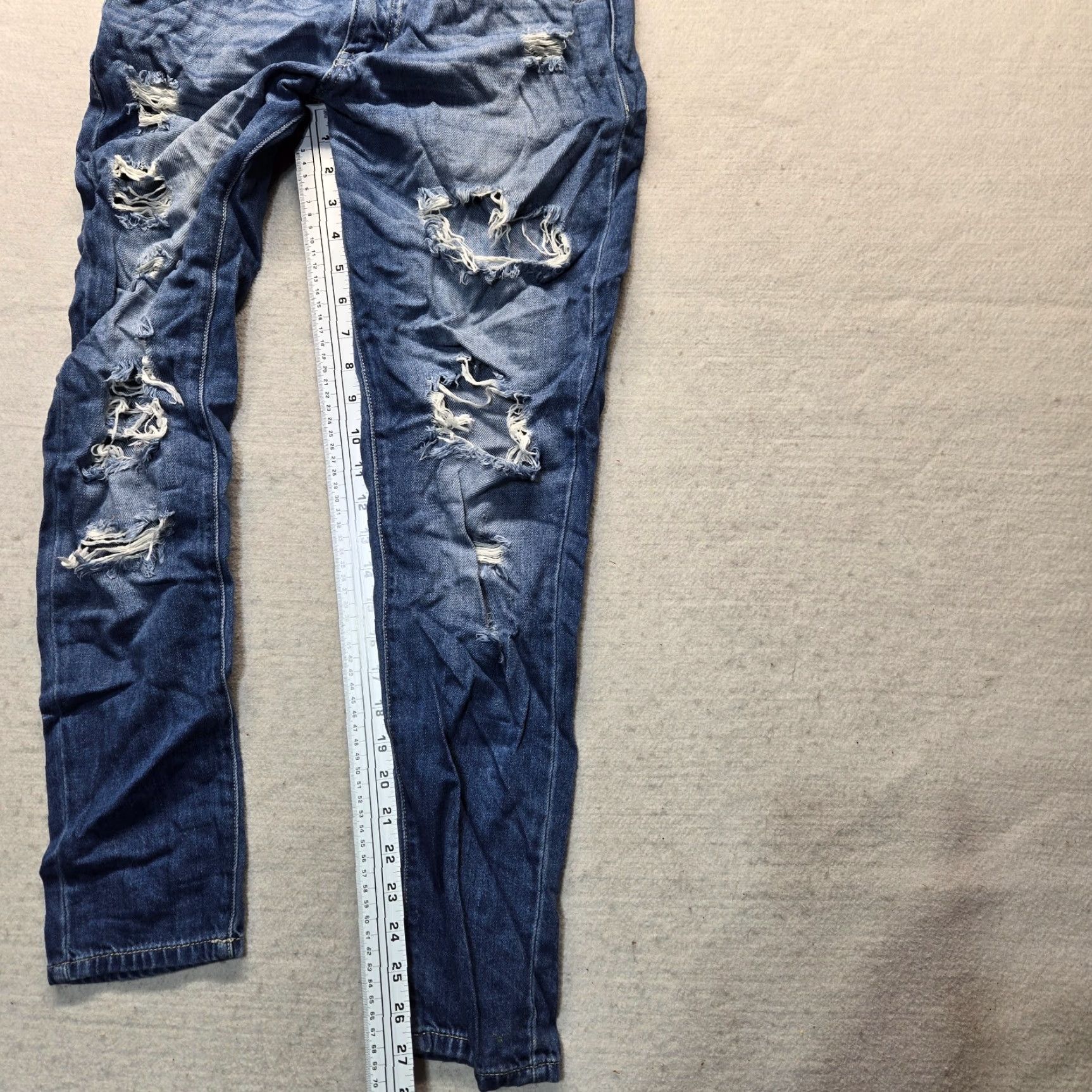 Vintage KanCan Destroyed Dark Wash Stretch Skinny Jeans Denim Pants Women Adult 24 Blue 5-Pocket Modern Slim 90s? Size 42" / US 20 - 7 Thumbnail