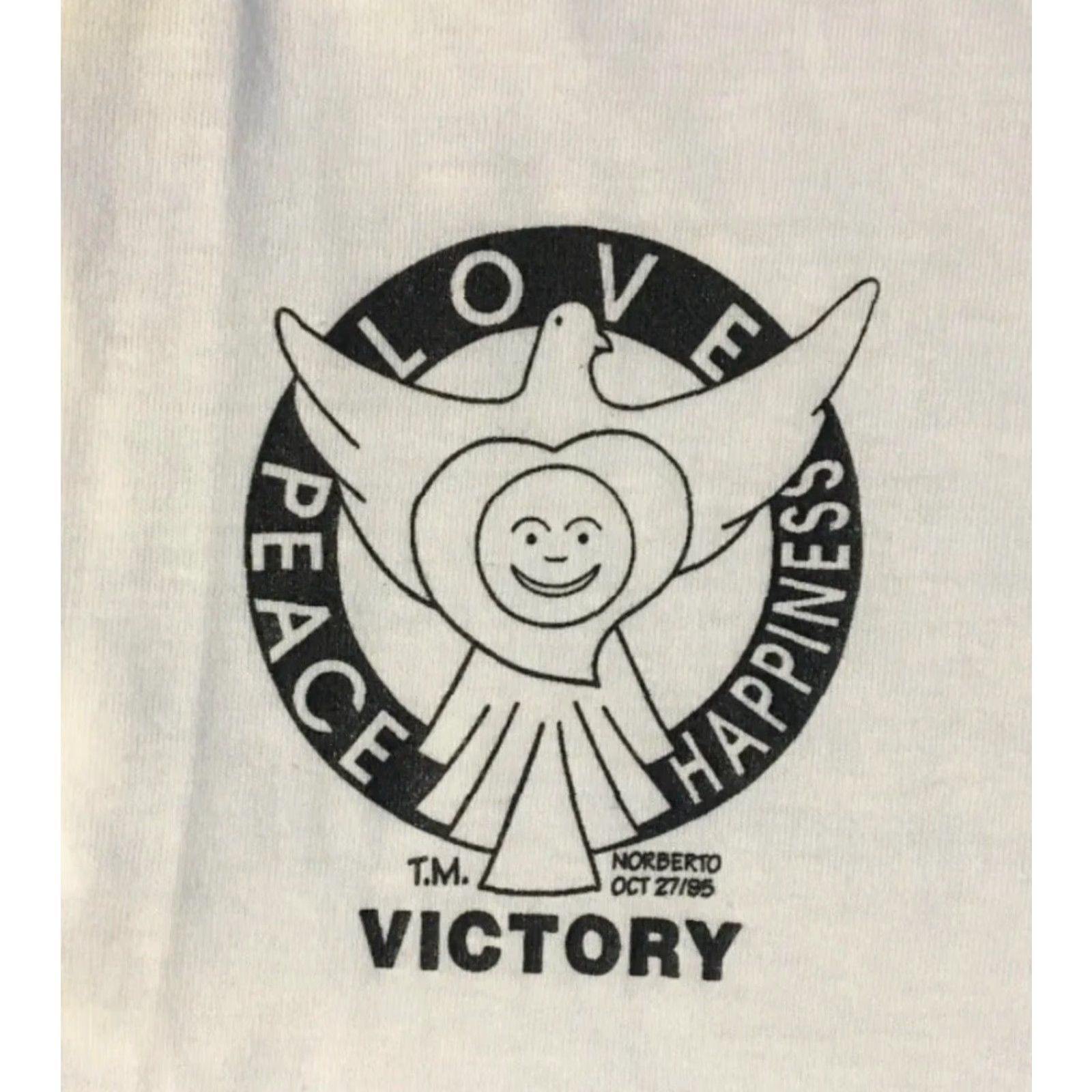 Vintage Vtg 90s Peace Love Happiness Polo Shirt XL Kindness Friendship Heart Grunge 80s Shirt Mens XL White Size US XL / EU 56 / 4 - 2 Thumbnail