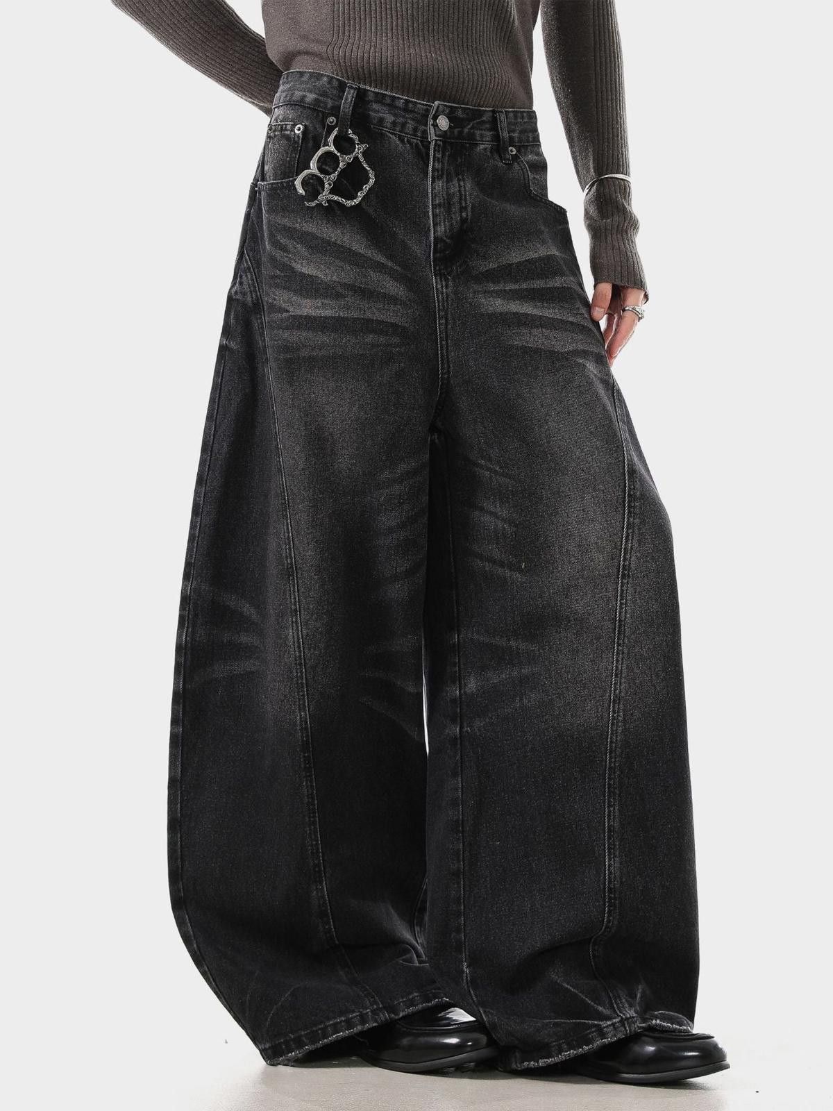 Vintage Wide Leg Denim Jeans, Baggy Loose Fit Jeans Size US 32 / EU 48 - 3 Thumbnail