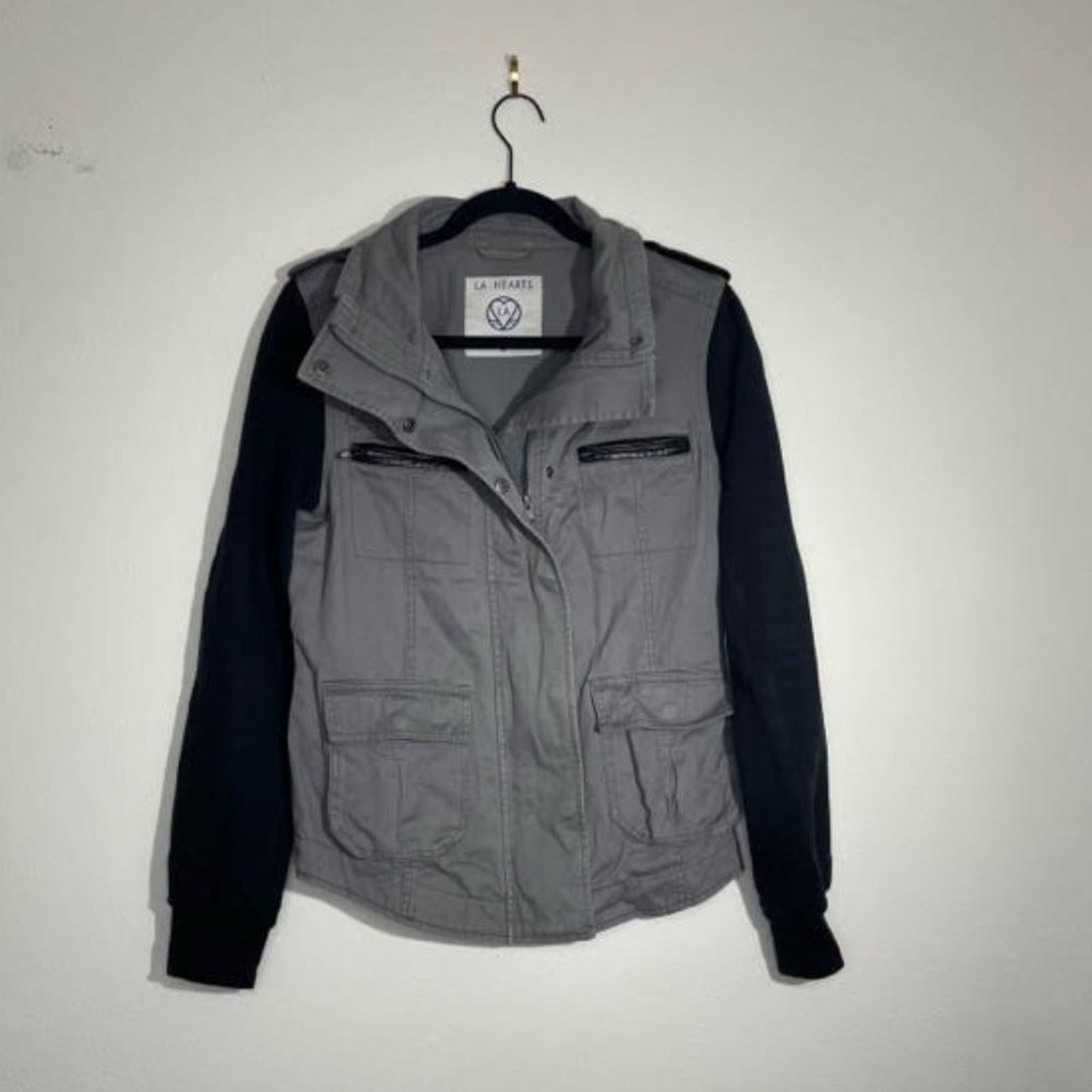 Other LA Hearts Black Gray Cargo Zip Up Hoodie Hybrid Jacket Size M / US 6-8 / IT 42-44 - 1 Thumbnail