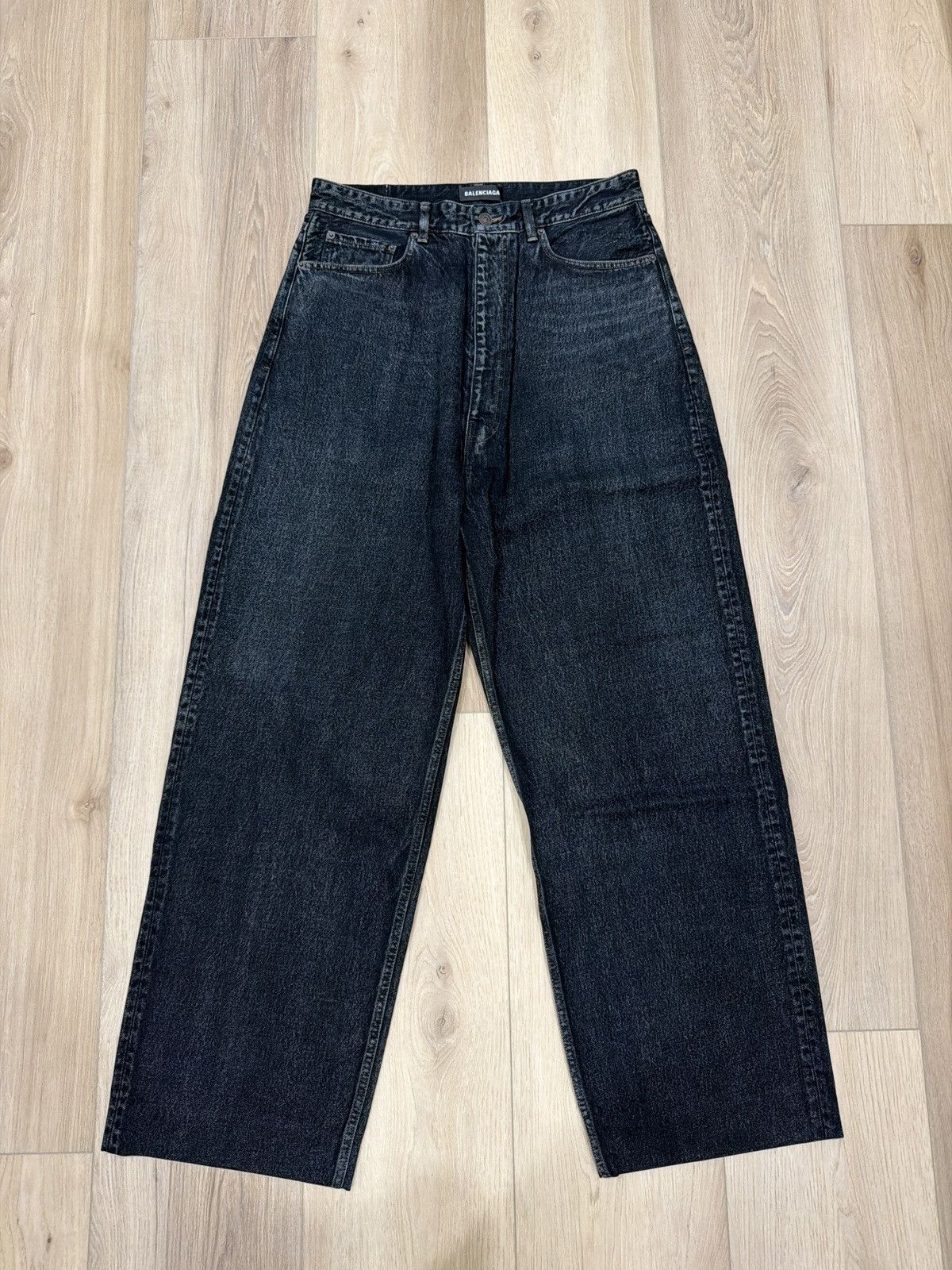 Balenciaga Balenciaga FW 2022 Wax Coated Black Baggy Jeans | Grailed