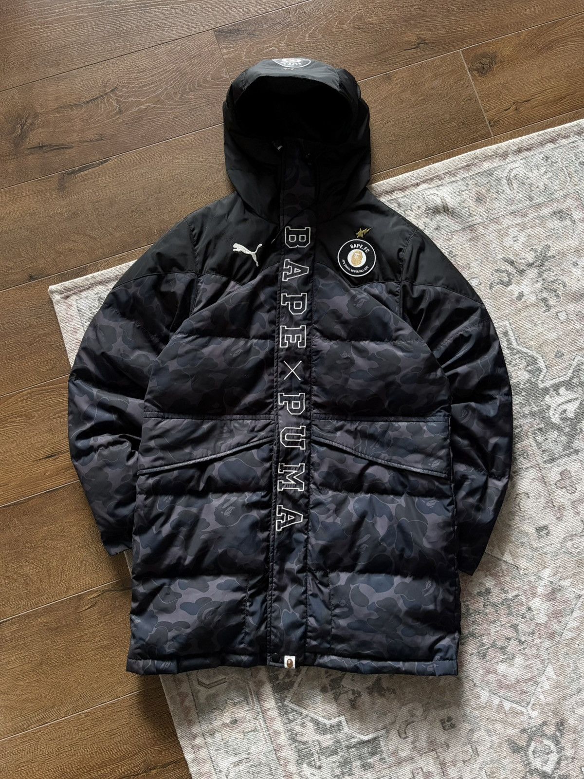 Bape × Puma BAPE x PUMA ABC Camo Long Down Puffer Jacket Black Size US M / EU 48-50 / 2 - 4 Thumbnail