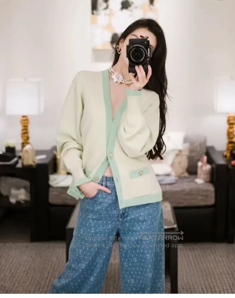Chanel Chanel 23s Mint Green Cashmere Cardigan coat Size XXS / US 00 / IT 34 - 8 Thumbnail