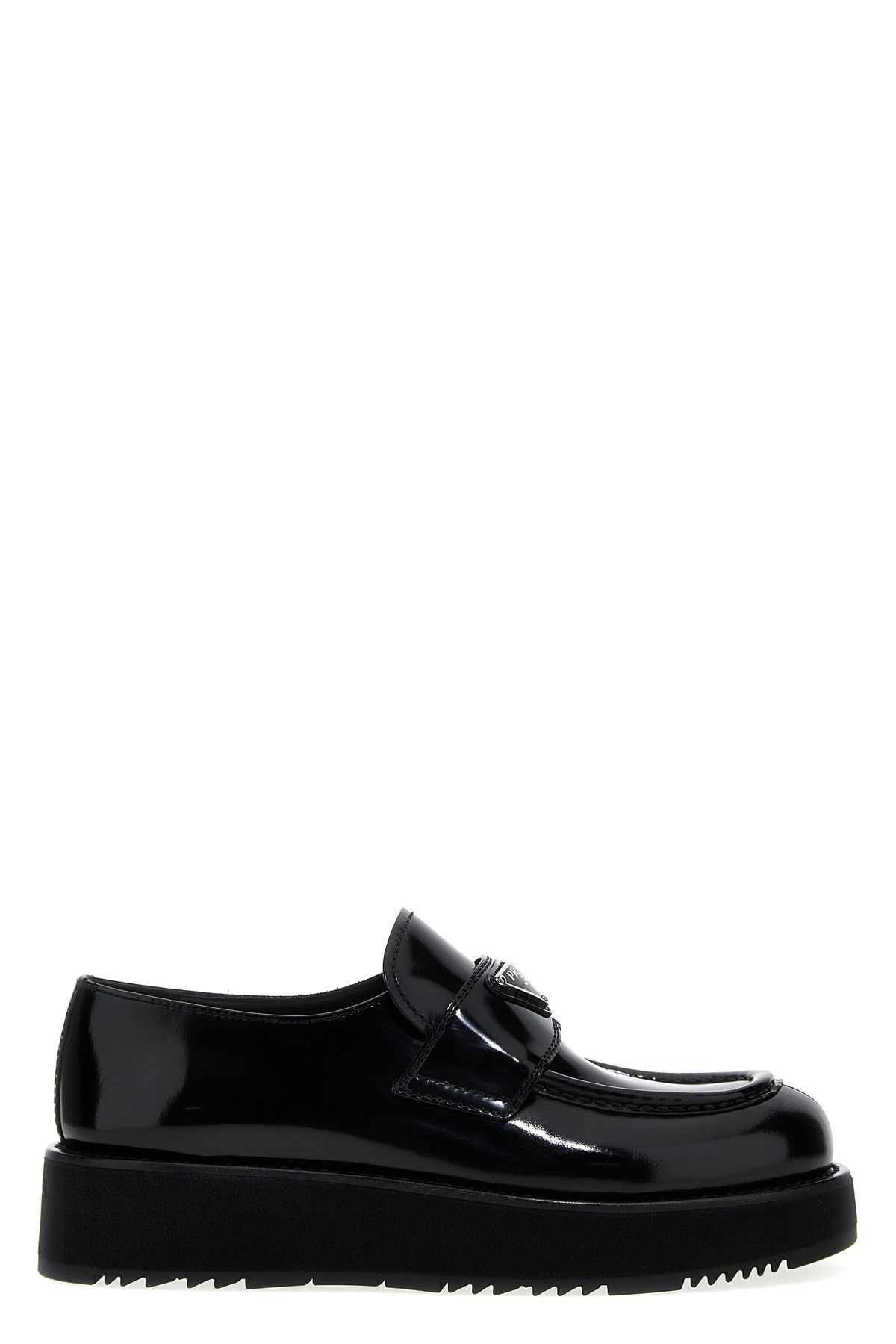 image of Prada Logo Loafers in Black, Women's (Size 10)