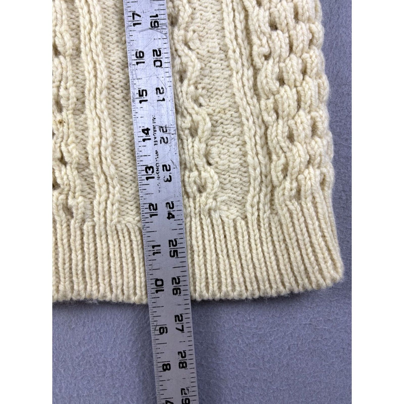 Vintage VINTAGE John Malloy Sweater Wool Cream Chunky Cable Knit Pullover Turtleneck Women M Regular Sleeves Long Hand Wash or Dry Clean Size M / US 6-8 / IT 42-44 - 7 Thumbnail