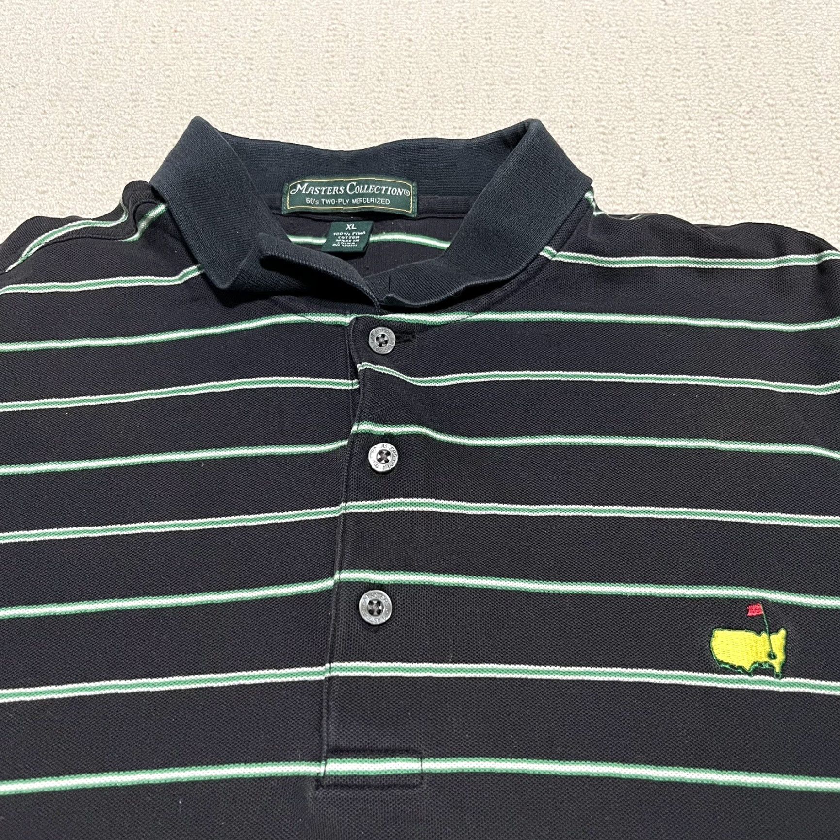 Vintage VINTAGE The Masters Collection Men's Golf Shirt XL Navy Green Stripe Polo READ Size US XL / EU 56 / 4 - 2 Thumbnail