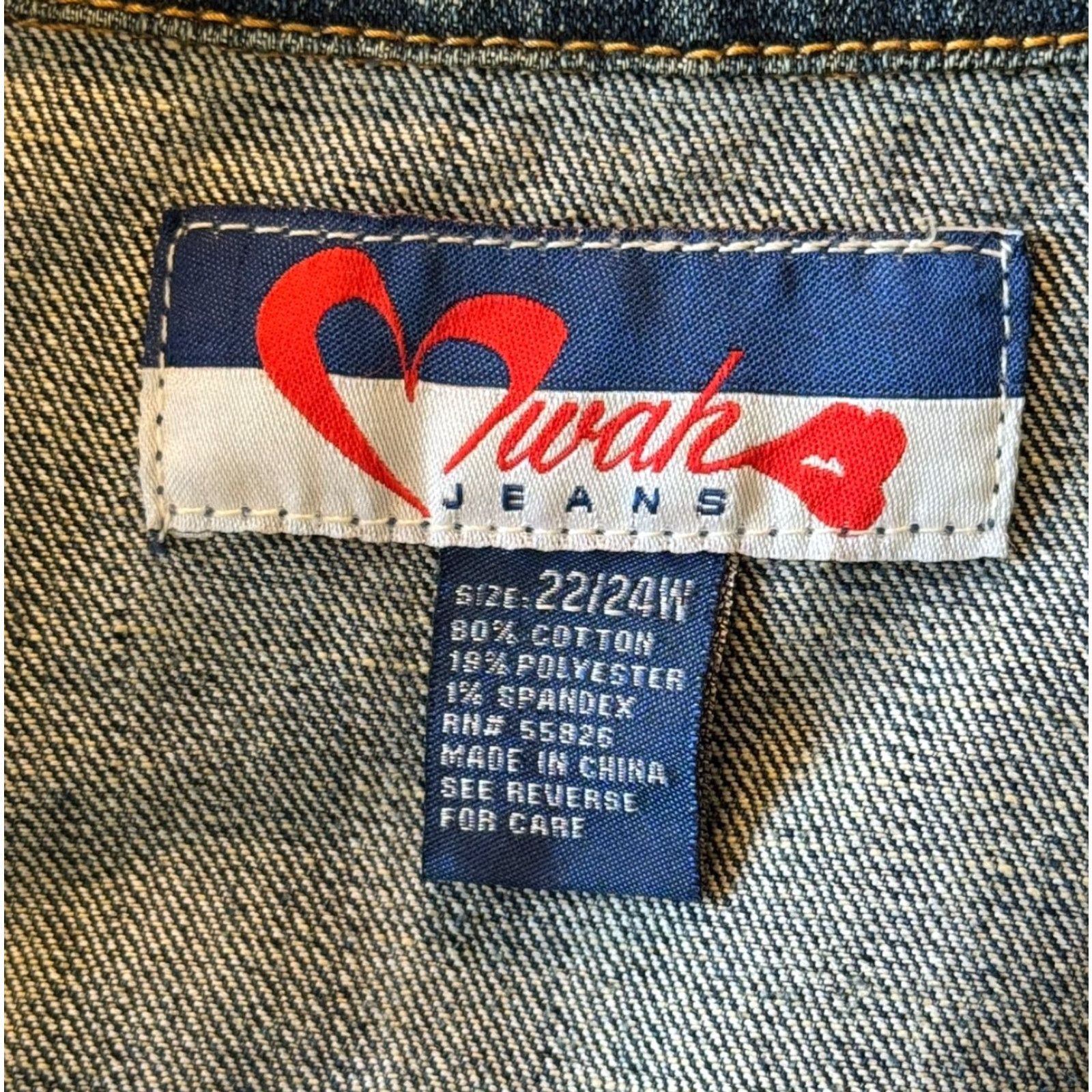 Vintage VINTAGE Mwah Jeans Blazer Jacket Womens 22/24W Plus Blue Denim Western 90s Size 42" / US 20 - 6 Thumbnail