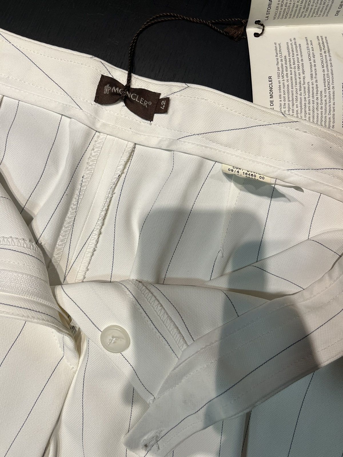 Moncler × Vintage Moncler Ladies’ White Pinstriped Cotton Trouser Pants Size 30" / US 8 / IT 44 - 7 Thumbnail