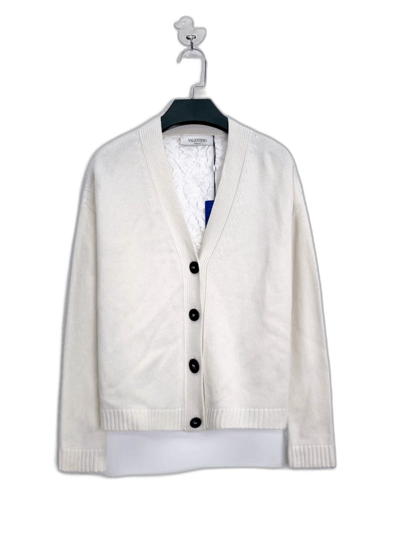 Valentino Valentino White Lace Wool Knit Cardigan Size US S / EU 44-46 / 1 - 1 Thumbnail