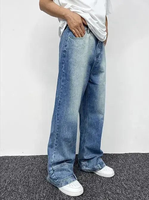 Jean Washed Wide Leg Denim Jeans Size US 32 / EU 48 - 2 Thumbnail