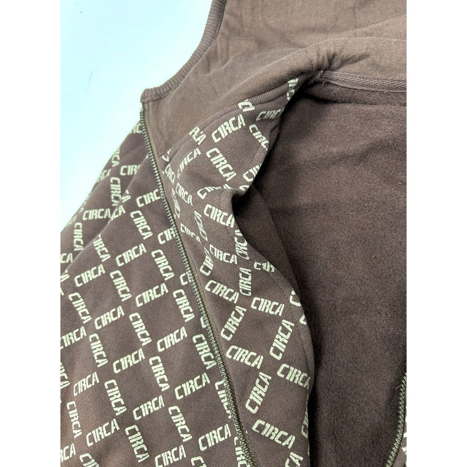 Vintage VINTAGE CIRCA Sweatshirt Muska All Over Print M Brown Full Zip Graphic Print Skate Corporate Repeat Hoodie Mens Size US M / EU 48-50 / 2 - 7 Thumbnail