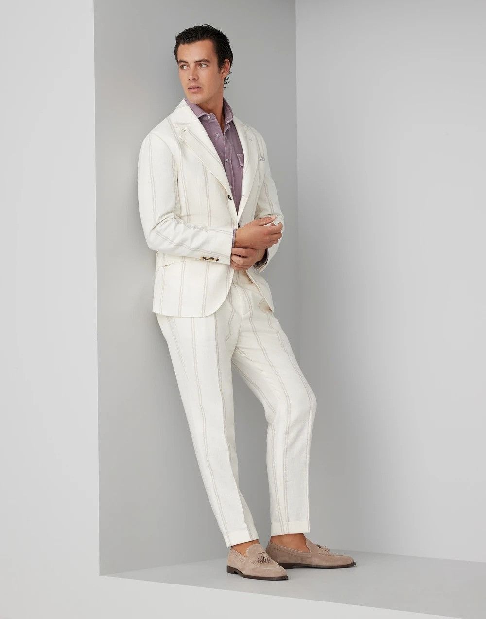 Brunello Cucinelli o1w1db10725 Jacket Linen in Open White Size US M / EU 48-50 / 2 - 3 Thumbnail