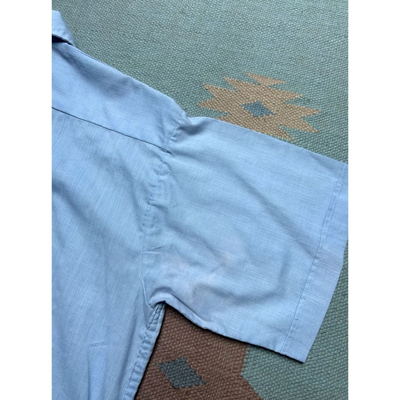 Vintage VINTAGE 60s M & M Mens Shirt M Blue Short Sleeve Button Lightweight Poly Cotton Size US M / EU 48-50 / 2 - 8 Thumbnail