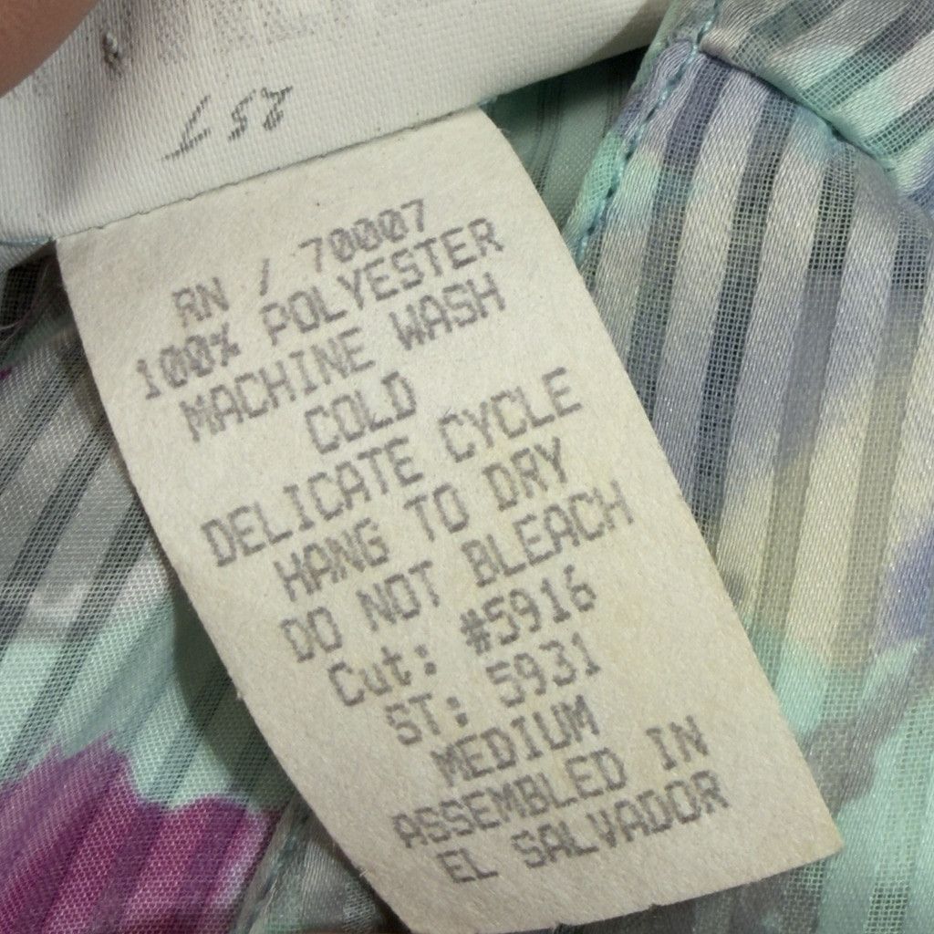 Vintage VTG 80s NEW Filaments Medium Semi-Sheer Blouse Bright Floral Size M / US 6-8 / IT 42-44 - 9 Thumbnail