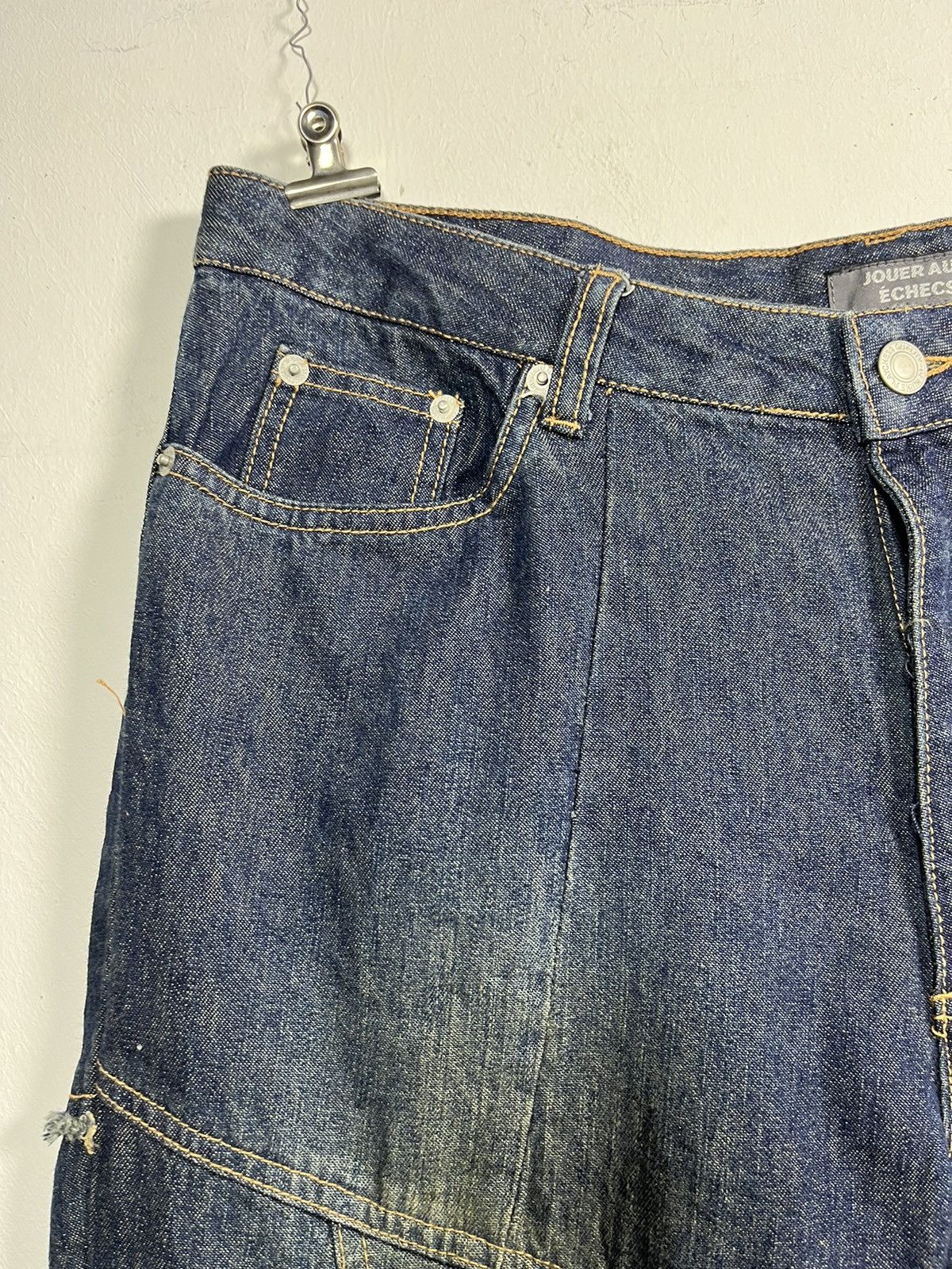 Japanese Brand Jeans Flare Y2K DESIGN JOUER AUX ÉCHECS Size 33" - 6 Thumbnail